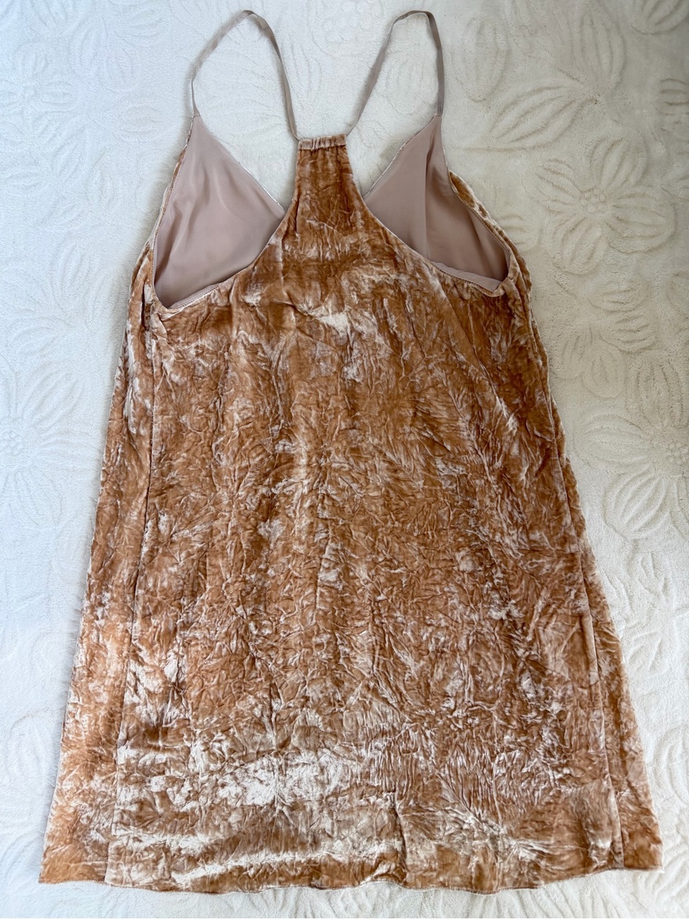 Alice & Olivia Crushed Velvet Slip Dress in Champagne - Picture 3 of 4